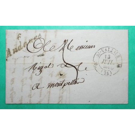 CURSIVE 6 ANDANCE ARDECHE + CAD TYPE 12 ST VALLIER POUR MONTPELLIER HERAULT 1845