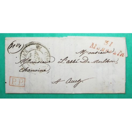 CURSIVE 31 MAUVEZIN GERS ROUGE + CAD TYPE 12 GIMONT PP PORT PAYE POUR AUCH 1840