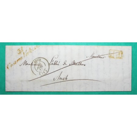 CURSIVE 31 CASTERA VERDUZAN GERS ROUGE + CAD TYPE 15 AUCH PP PORT PAYE DEPART ST PUY 1840