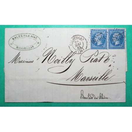 N°22 PAIRE GC 2239 MARSEILLAN HERAULT DOUBLE PORT POUR MARSEILLE 1865