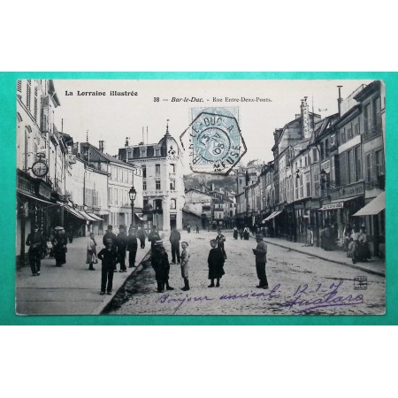 N°111 BLANC CACHET RECETTES AUXILIAIRES BAR LE DUC A MEUSE CARTE POSTALE POUR SAUMUR MAINE ET LOIRE 1905