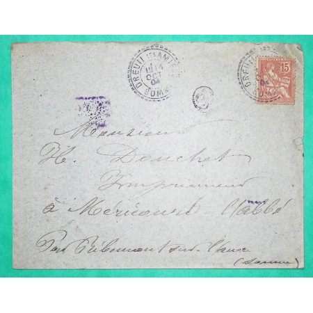 N°125 MOUCHON RETOUCHE CAD TYPE FB84 DREUIL LES AMIENS SOMME POUR MERICOURT L'ABBE 1904