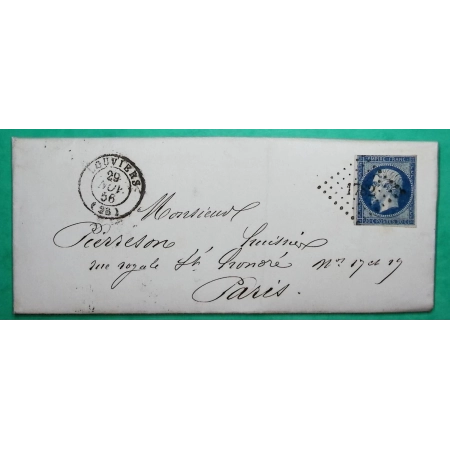 N°14 PC 1782 LOUVIERS EURE POUR PARIS 1856 LETTRE COVER FRANCE