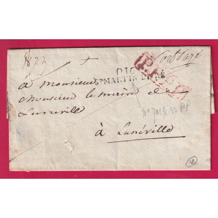 MARQUE P16P ST MARTIN DE RE CHARENTE INFERIEURE INDICE 12 POUR LUNEVILLE MEURTHE ET MOSELLE BELLE TAXE 18 AU DOS