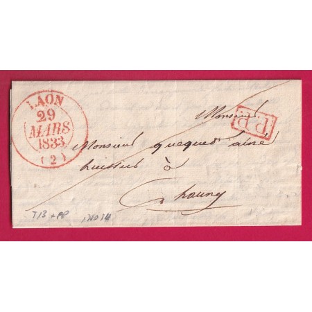 CAD TYPE 13 LAON EN ROUGE 1833 + PP ROUGE POUR CHAUNY INDICE 14