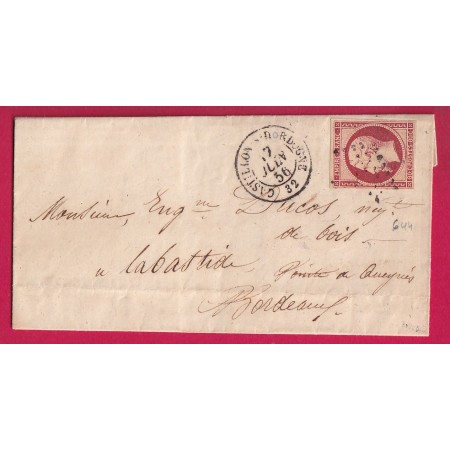 N°17A PC 644 CASTILLON SUR DORDOGNE GIRONDE POUR BORDEAUX 1856
