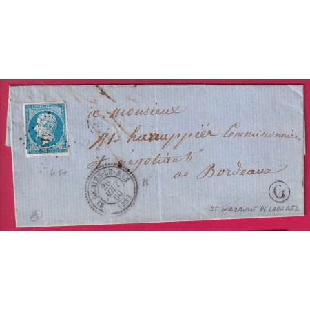 N°14 PC 4157 ST GENIES LE BAS HERAULT CAD TYPE 22 BOITE RURALE G ST NAZAIRE DE LAZAREZ POUR BORDEAUX