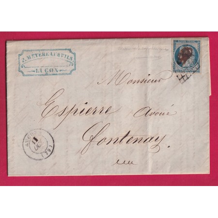 N°4 GRILLE LUCON VENDEE POUR FONTENAY LE COMTE 11 OCTOBRE 1851