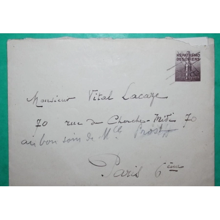 PSEUDO ENTIER PRIVE MEDICAMENT HEPATHEMO DESCHIENS SYNDROMES ANEMIQUES ANNULATION PLUME LETTRE 1938 COVER FRANCE