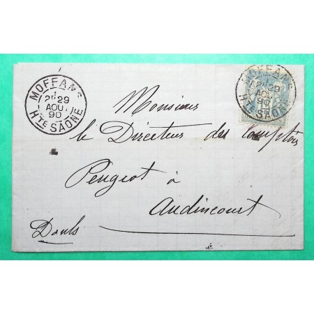 N°90 SAGE CAD TYPE A MOFFANS HAUTE SAONE POUR AUDINCOURT DOUBS 1890