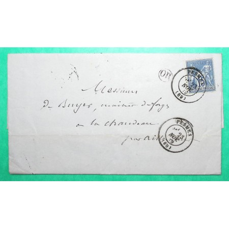 N°90 SAGE CAD TYPE 17 PESMES HAUTE SAONE OR ORIGINE RURALE FOURNEAU DE VALAY POUR LA CHAUDEAU 1879