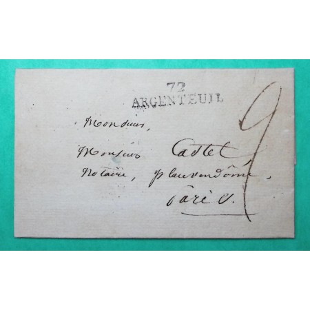 MARQUE 72 ARGENTEUIL SEINE ET OISE POUR PARIS 36x8 1822