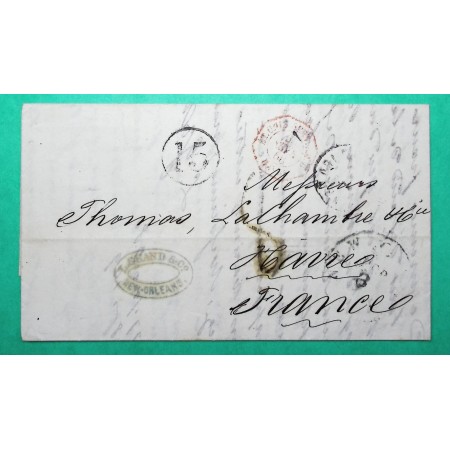 LETTRE NOUVELLE ORLEANS ETATS UNIS USA POUR LE HAVRE SEINE INFERIEURE 1866