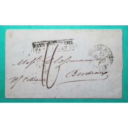 MARQUE PAYS D'OUTREMER LE HAVRE + CAD TYPE 13 BUREAU MARITIME LETTRE NOUVELLE ORLEANS ETATS UNIS POUR BORDEAUX 1838