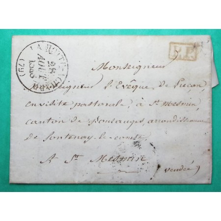 CAD TYPE 13 LA MOTTE MOTHE ACHARD VENDEE PP PORT PAYE POUR ST MESMIN 1848