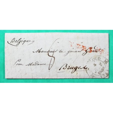 CAD TYPE 12 ST CLOUD SEINE ET OISE POUR BRUGES BELGIQUE 1836