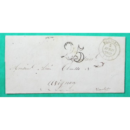 CAD TYPE 14 BRASSAC TARN POUR AVIGNON VAUCLUSE TAXE 25 1852