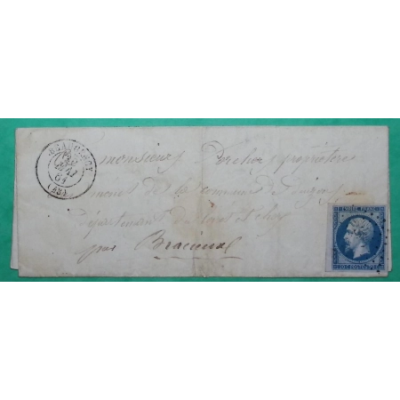 N°14B TTB BDF PC 306 BEAUGENCY LOIRET POUR BRACIEUX LOIR ET CHER 1861 LETTRE COVER FRANCE