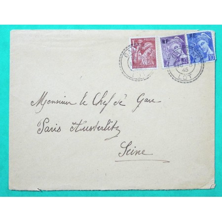 N°652 + 657 + 659 IRIS MERCURE RF CAD FB84 GAGNAC LOT POUR PARIS 1945