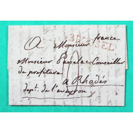 MARQUE BRUSSEL BRUXELLES BELGIQUE ROUGE POUR RODEZ AVEYRON 1816