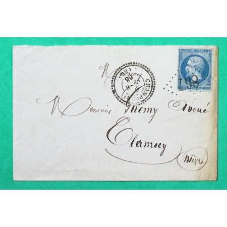 N°22 GC 867 CAD TYPE 22 CHAMPLEMY NIEVRE POUR CLAMECY 1868