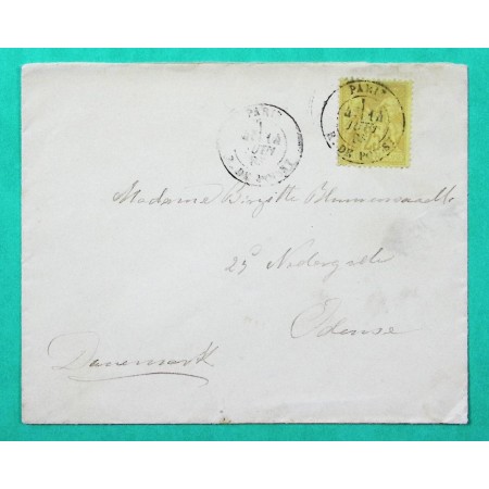 N°92 SAGE LETTRE PARIS POUR ODENSE DANEMARK 1885