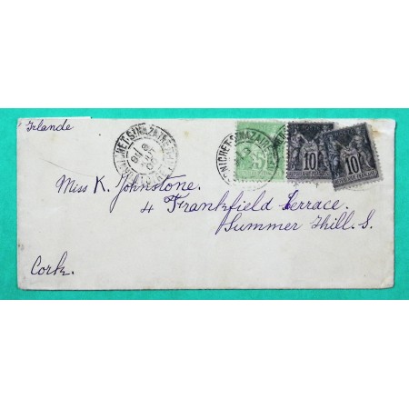 N°102 + 103 x2 SAGE CAD TYPE A PORNICHET ST NAZAIRE LOIRE INFERIEURE POUR CORK IRLANDE 1900