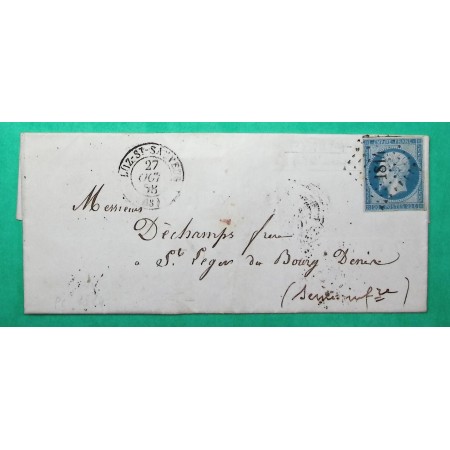 N°14 PC 1814 LUZ SYT SAUVEUR HAUTES PYRNEES POUR ST LEGER DU BOURG DENIS SEINE INFERIEURE 1858