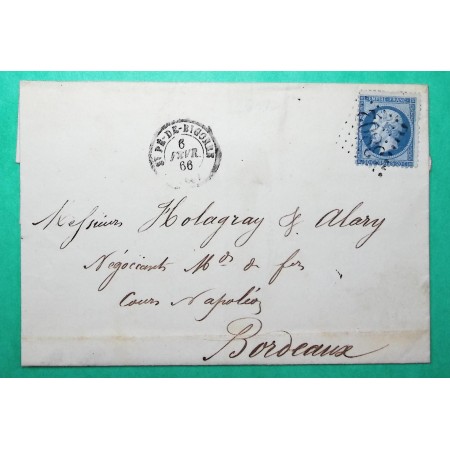 N°22 GC 3802 ST PE DE BIGORRE HAUTES PYRENEES POUR BORDEAUX GIRONDE 1866