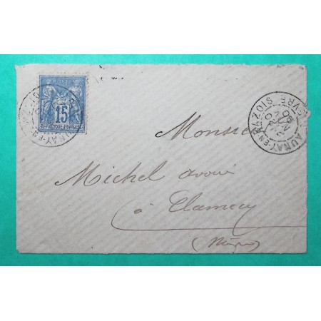 N°90 SAGE CAD TYPE A AUNAY EN BAZOIS NIEVRE POUR CLAMECY 1890