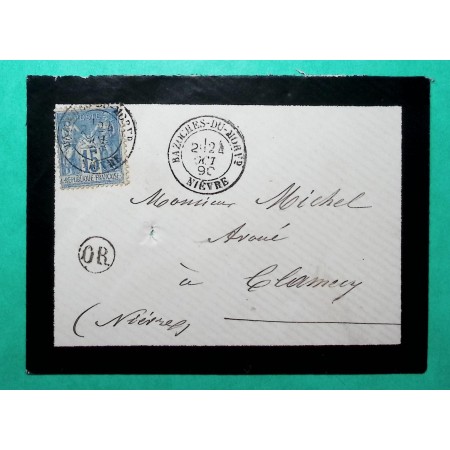 N°90 SAGE CAD TYPE 18 BAZOCHES DU MORVAND NIEVRE OR ORIGINE LOCALE POUR CLAMECY 1890
