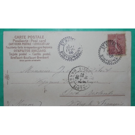 N°129 SEMEUSE CAD FB84 ST MITRE BOUCHES DU RHONE POUR POSTE RESTANTE VITRY LE FRANCOIS CARTE POSTALE 1906 COVER FRANCE