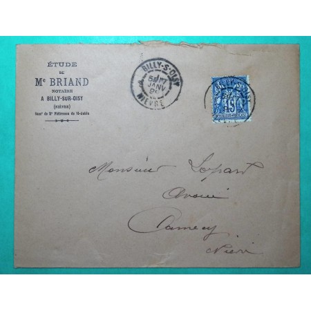 N°90 SAGE CAD TYPE A BILLY SUR OISY NIEVRE POUR CLAMECY 1898