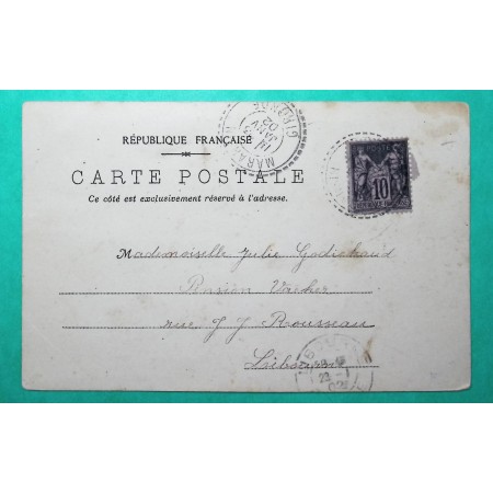 N°103 SAGE CAD FB84 MARANSIN GIRONDE CARTE POSTALE POUR LIBOURNE 1902