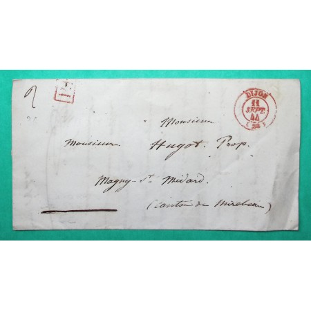 CAD TYPE 15 DIJON COTE D'OR ROUGE PP PORT PAYE POUR MAGNY ST MEDARD 1844