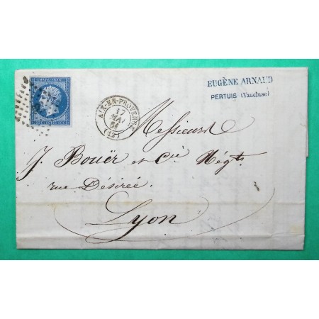 N°14 VARIETE POINT SUR LA TETE PC 33 AIX EN PROVENCE BOUCHES DU RHONE POUR LYON RHONE 1861
