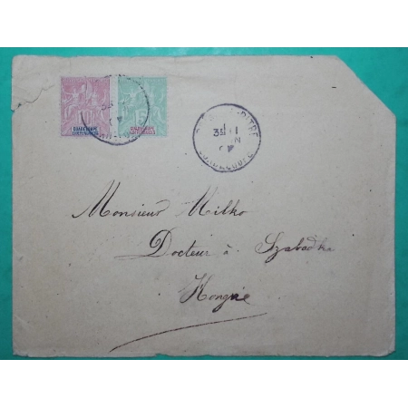 COLONIE FRANCAISE TYPE GROUPE 10C + 5C GUADELOUPE ET DEPENDANCES DEPART POINTE A PITRE POUR SZABADKA SERBIE 1926