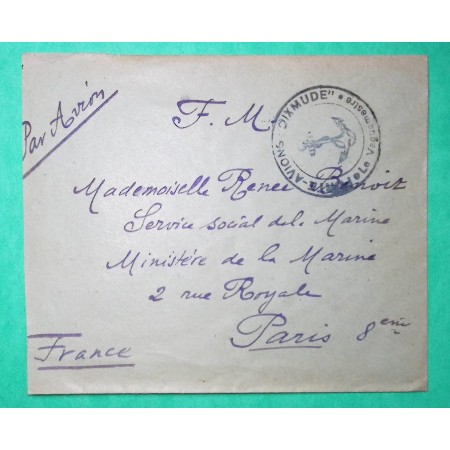 FRANCHISE MILITAIRE FM PORTE AVIONS DIXMUDE DEPART PORT SAÏD EGYPTE POUR PARIS WW2