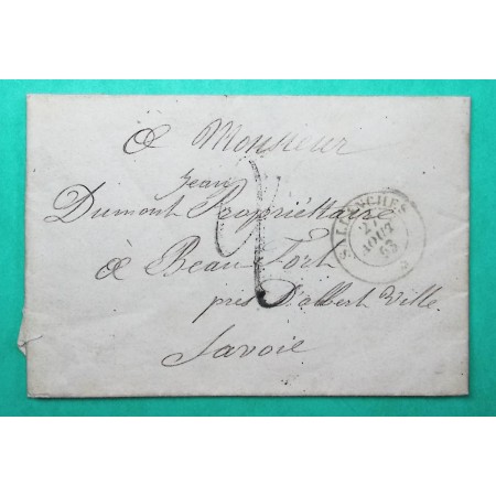 LETTRE SALLANCHES HAUTE SAVOIE ETATS SARDES POUR BEAUFORT SAVOIE 1853