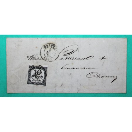 TIMBRE TAXE N°2A LETTRE SAINTES CHARENTE INFERIEURE POUR CHANIERS 1859