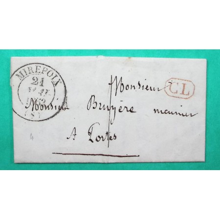 CAD TYPE 13 MIREPOIX ARIEGE CL CORRESPONDANCE LOCALE POUR PORTES TAXE 1 1853