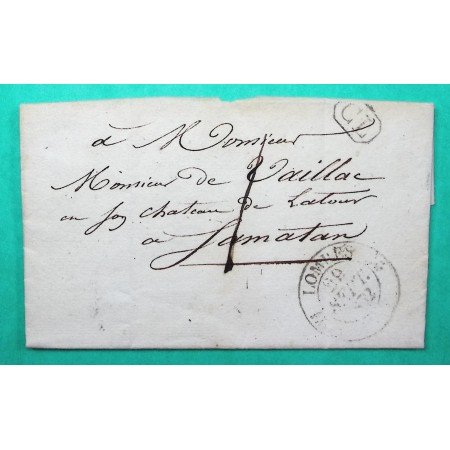 CAD TYPE 12 LOMBES LOMBEZ GERS CL CORRESPONDANCE LOCALE POUR SAMATAN TAXE 1 1832