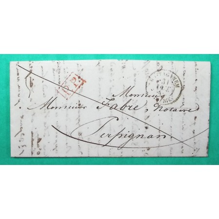 CAD TYPE 15 MOSTAGANEM ALGERIE PP PORT PAYE POUR PERPIGNAN PYRENEES ORIENTALES 1846
