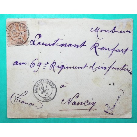 N°117 MOUCHON CAD TYPE 18 LALLA MAGHRNIA ALGERIE POUR NANCY MEURTHE ET MOSELLE 1902