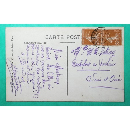 N°235 PAIRE SEMEUSE AMBULANT DE MOBILISATION SOISSONS A PARIS 1° CARTE POSTALE CILLY AISNE INDICE 19 1929