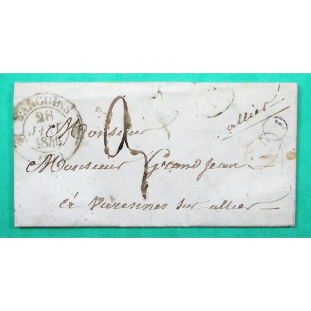 CAD TYPE 12 SANCOINS CHER DECIME+ BOITE RURALE F LUISANT POUR VARENNES SUR ALLIER 1846