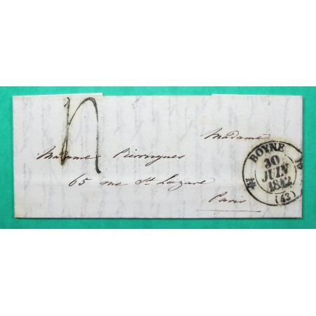 CAD TYPE 12 BOYNE BOYNES LOIRET POUR PARIS 1842