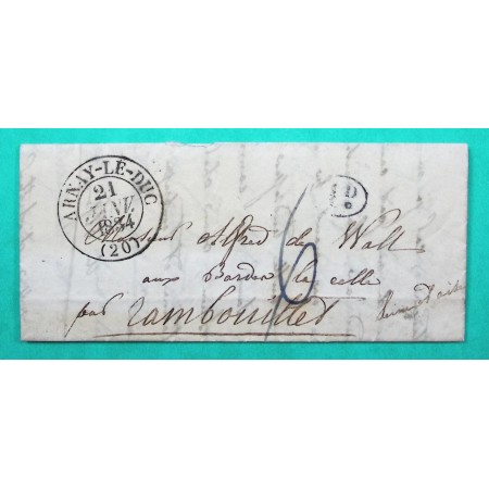 CAD TYPE 13 ARNAY LE DUC COTE D'OR DECIME RURAL RAUSSET POUR RAMBOUILLET SEINE ET OISE GRIFFE BANLIEUE EN ARRIVEE 1834