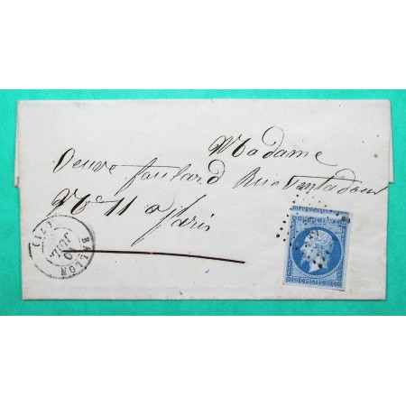 N°14B TB AVEC VOISIN PC 243 BALLON SARTHE POUR PARIS 1862
