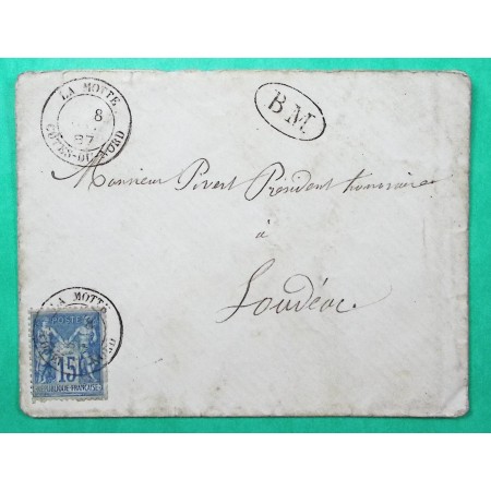 N°90 SAGE CAD TYPE 18 LA MOTTE COTES DU NORD BM BOITE MOBILE POUR LOUDEAC 1887